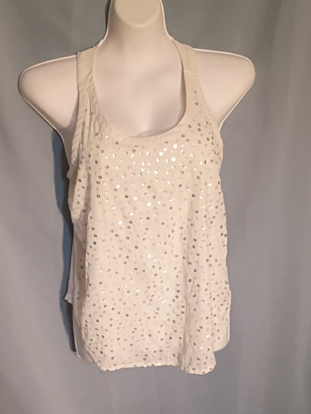 Candie's White Sequin Racerback Tank Top